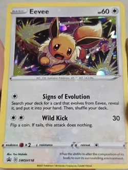 Pokemon Eevee Heavy Holo Bleed🌀 2 Swirls. NM. SWSH118 Beautiful Card - Image 1