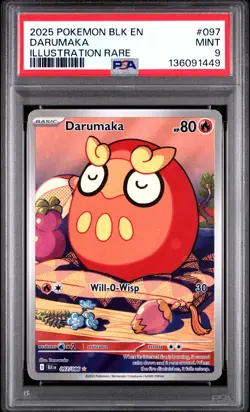 2025 POKEMON BLK EN-BLACK BOLT ILLUSTRATION RARE #097 DARUMAKA PSA 9 - Image 1