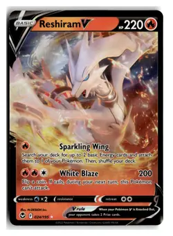 Reshiram V Ultra Rare Fire Holo SWSH12: Silver Tempest #024/195 [NM] Pokemon TCG - Image 1