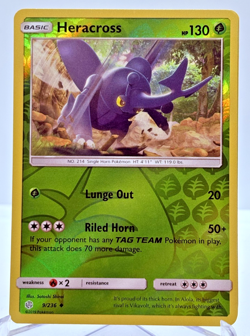 Heracross 9/236 - Reverse Holo - Pokemon Sun And Moon Cosmic Eclipse - NEAR MINT - Image 1
