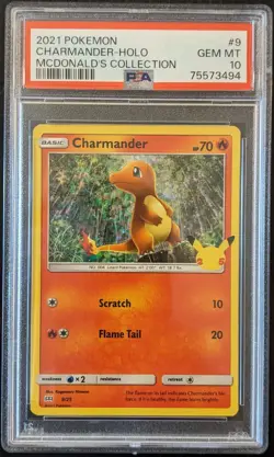 2021 POKEMON MCDONALDS 25TH ANNIVERSARY CHARMANDER 9/25 PSA 10 HOLO BLEED - Image 1