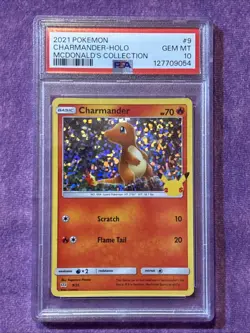 2021 POKEMON MCDONALD'S COLLECTION 25TH ANNIVERSARY 9/25 CHARMANDER HOLO PSA 10 - Image 1