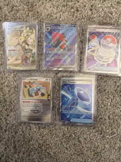 Pokemon- 9 TCG Trading Cards Strong Collection Of IR, AR, EX, And Pokeball 636996769739 - Image 1