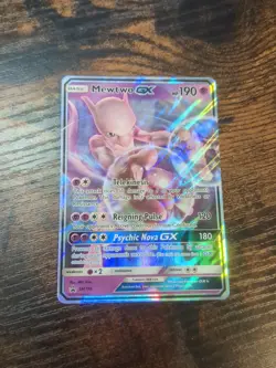 Pokemon TCG Mewtwo GX Black Star Promo Card SM196 Ultra Rare Sun Moon Holo LP - Image 1