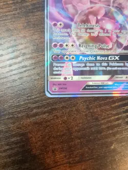 Pokemon TCG Mewtwo GX Black Star Promo Card SM196 Ultra Rare Sun Moon Holo LP - Image 3