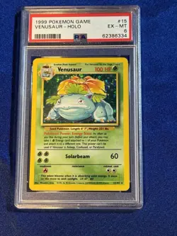Pokemon TCG Venusaur Base Set Holo Unlimited Rare Card 15/102 1999 PSA 6 EX-MT - Image 1
