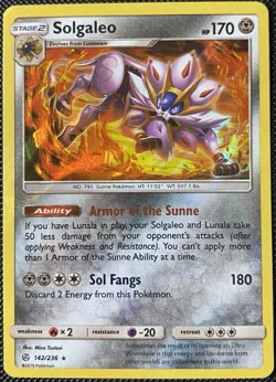Solgaleo 142/236 Sm-Cosmic Eclipse (Holo Bleed) Pokemon Card - Image 1