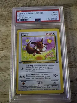 1999 Pokemon Jungle Eevee #51 1st Edition PSA 9 - Image 1