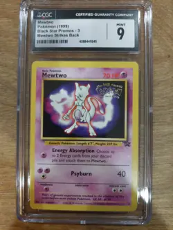 Pokemon Mewtwo 1999 Black Star Promos 3 Mewtwo Strikes Back CGC NM/Mint 9 - Image 1