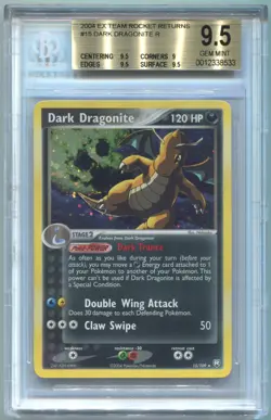 2004 POKEMON EX TEAM ROCKET RETURNS #15 DARK DRAGONITE COSMO HOLO BGS 9.5 - Image 1