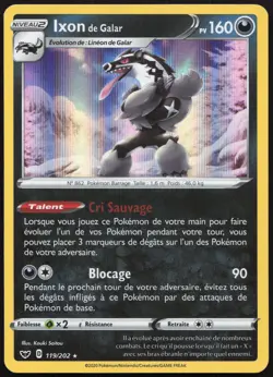 Carte Pokemon Ixon de Galar 119/202 Holo Epee et Bouclier Francais - Image 1