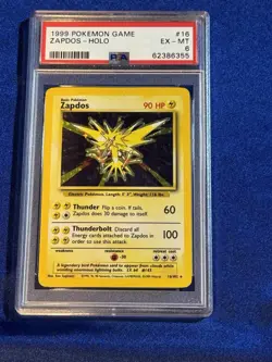 Pokemon TCG Zapdos Base Set Holo Unlimited Rare PSA EX-MT 6 - Image 1