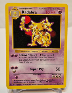 Kadabra 32/102 Uncommon SHADOWLESS 99 Base Set Pokemon 1240 - Image 1