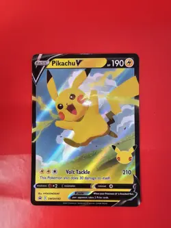 Pokemon TCG Pikachu V Sword & Shield SWSH143 Holo Promo Celebration - Image 3