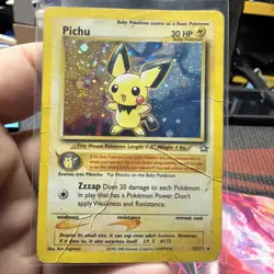 Pokemon Pichu TCG Neo Genesis Holo Card 12/111 Unlimited Rare Bad Condition - Image 1