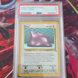 Pokemon TCG Ditto 3/62 Fossil Holo Rare Unlimited English PSA 5 Card Stock - Image 1