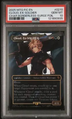 2025 MTG Final Fantasy Cloud Ex-Soldier #210 Borderless Surge Foil PSA 10 - Image 1