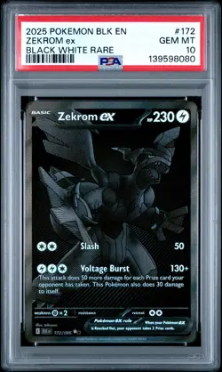2025 POKEMON BLK EN-BLACK BOLT BLACK WHITE RARE #172 ZEKROM EX PSA 10 - Image 1