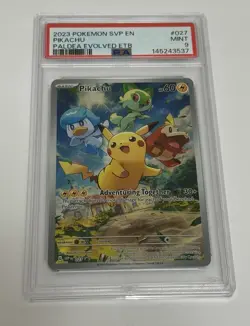Pikachu 027 Scarlet & Violet Paldea Evolved Promo Illustration Rare MINT PSA 9 - Image 1