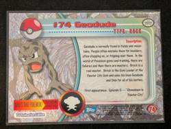 1999 Pokemon Topps Geodude 74 Ungraded MINT PACK FRESH FREE SHIPPING - Image 2