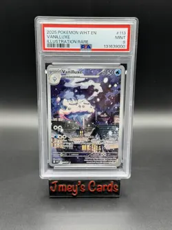 2025 Vanilluxe Pokemon Illustration Rare White EN Full Art PSA Graded 9 - Image 1
