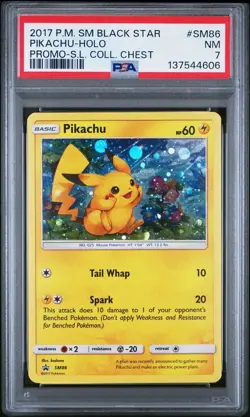 2017 POKEMON SM BLACK STAR PROMO #SM86 PIKACHU-HOLO PSA 7 - Image 1
