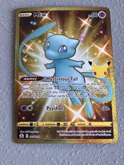 Mew 25/25 Pokemon TCG Celebrations 25th Anniversary Gold Holo Rare Pack Fresh NM - Image 1