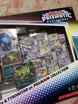 Pokemon TCG Prismatic Evolutions Lucario EX Tyranitar EX Collection 2x Lot - Image 3