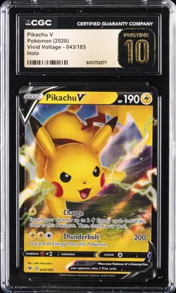 2020 POKEMON VIVID VOLTAGE HOLO #043 PIKACHU V CGC 10 PRISTINE - Image 1