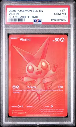 2025 POKEMON BLK EN-BLACK BOLT BLACK WHITE RARE #171 VICTINI PSA 10 - Image 1