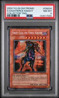 2004 YU-GI-OH! PROMO COLLECTOR TINS #EN004 SWIFT GAIA THE FIERCE KNIGHT PSA 8 - Image 1