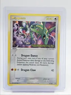 RAYQUAZA 2005 POKEMON EX EMERALD STAMPED RARE CREASED HOLO 9/106 Q5677 - Image 1