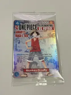 One Piece Monkey D. Luffy College Basketball US Voyage Promo Card SEALED - Image 1