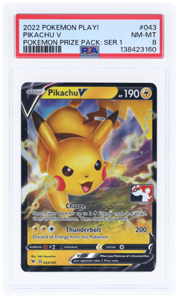 2022 Pokemon Vivid Voltage Play! Prize 1 Pikachu V #043 PSA 8 - Image 1