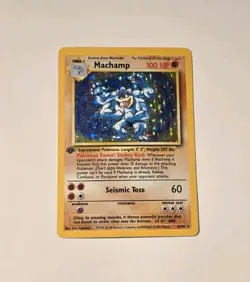 Pokemon Machamp 1st First Edition Base Set 8/102 Rare Holo Card Holo MP - Image 1