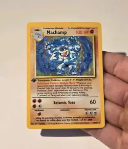 Pokemon Machamp 1st First Edition Base Set 8/102 Rare Holo Card Holo MP - Image 3