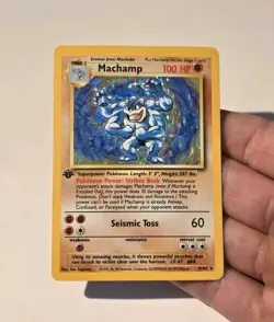Pokemon Machamp 1st First Edition Base Set 8/102 Rare Holo Card Holo MP - Image 4