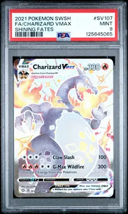 2021 POKEMON SWORD & SHIELD SHINING FATES #SV107 FULL ART/CHARIZARD VMAX PSA 9 - Image 1