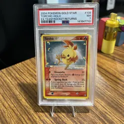 2004 POKEMON EX TEAM ROCKET RETURNS GOLD STAR #108 TORCHIC-HOLO PSA 7 - Image 1