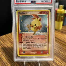 2004 POKEMON EX TEAM ROCKET RETURNS GOLD STAR #108 TORCHIC-HOLO PSA 7 - Image 2