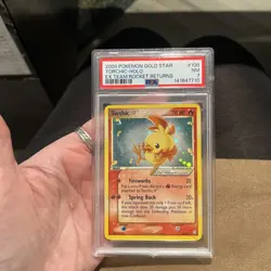 2004 POKEMON EX TEAM ROCKET RETURNS GOLD STAR #108 TORCHIC-HOLO PSA 7 - Image 5