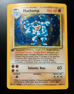 Pokemon Machamp 1st Edition Base Set Holo Rare 8/102 100HP Seismic Toss - Image 1