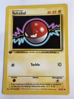 POKEMON 1st Edition Voltorb (Voltobal) 67/102 NM Near Mint GERMAN Base set - Image 1