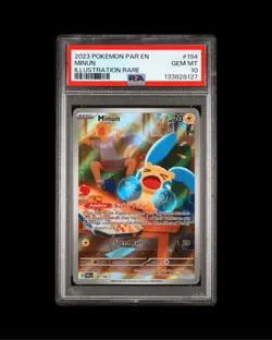 Pokemon PAR 194/182 - Paradox Rift Minun Illustration Rare - PSA 10 - Image 1