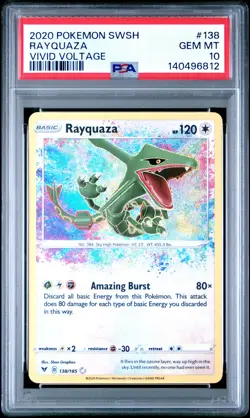 2020 POKEMON SWORD & SHIELD VIVID VOLTAGE #138 RAYQUAZA PSA 10 - Image 1