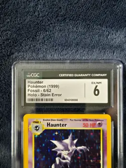 Pokemon Card CGC 6 EX/NM Haunter Fossil Holo Stain Error 1999 Holo 6/62 - Image 3