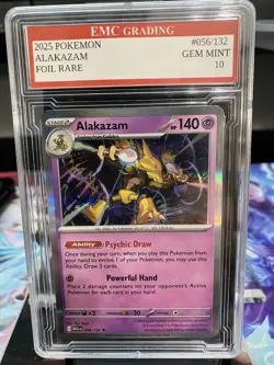 ALAKAZAM #056/132 RARE FOIL Pokemon 2025 Card GRADED 10 MINT TCG CCG - Image 1
