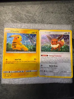 Pikachu 028/073 & Eevee 101/149, General Mills Sequin Holo Promos Cards (LP) S&M - Image 1