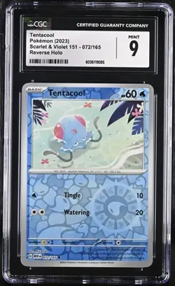 Pokemon Tentacool 072/165 2023 Scarlet & Violet 151 -Reverse Holo CGC 9 - Image 1