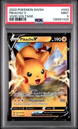 2020 Pokemon SWSH Vivid Voltage Pikachu V #043 PSA 9 - Image 1